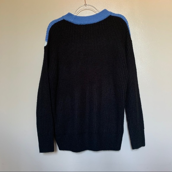 H&M - black, cream & blue knitted sweater Sz S - Picture 5 of 5